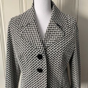Charter Club Blazer/Jacket Grayish Black & White Size M - Poly/Rayon/Spandex